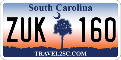 SC license plate ZUK160