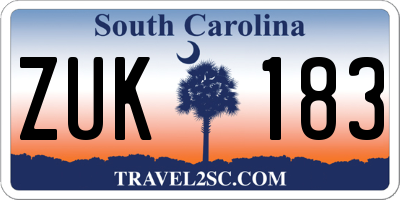 SC license plate ZUK183