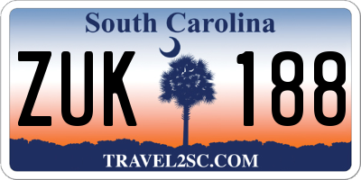 SC license plate ZUK188