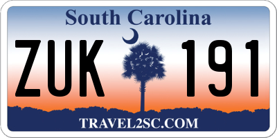 SC license plate ZUK191