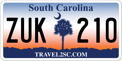 SC license plate ZUK210