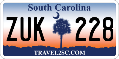 SC license plate ZUK228