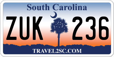 SC license plate ZUK236
