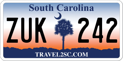 SC license plate ZUK242