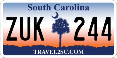 SC license plate ZUK244