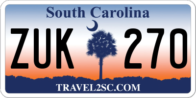 SC license plate ZUK270