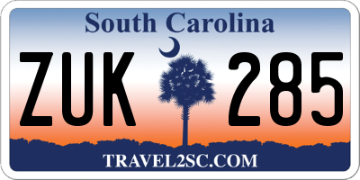 SC license plate ZUK285