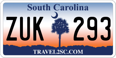 SC license plate ZUK293