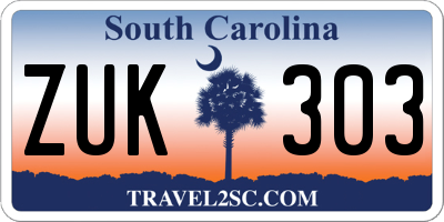 SC license plate ZUK303