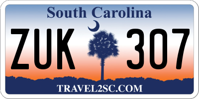 SC license plate ZUK307