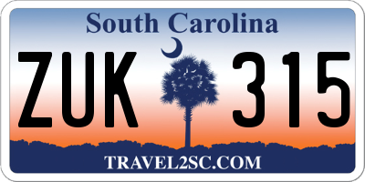 SC license plate ZUK315