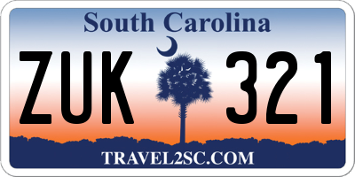 SC license plate ZUK321