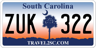 SC license plate ZUK322