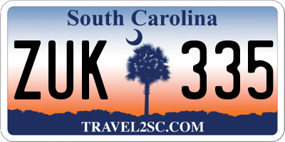 SC license plate ZUK335