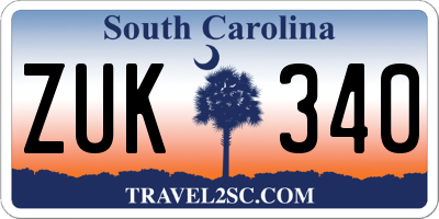 SC license plate ZUK340