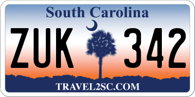 SC license plate ZUK342