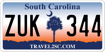 SC license plate ZUK344