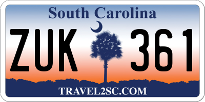 SC license plate ZUK361