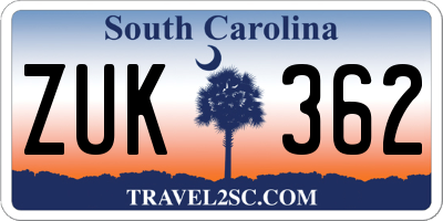 SC license plate ZUK362