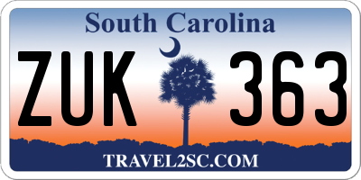 SC license plate ZUK363