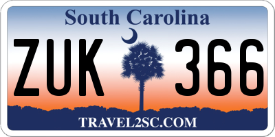 SC license plate ZUK366