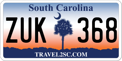 SC license plate ZUK368