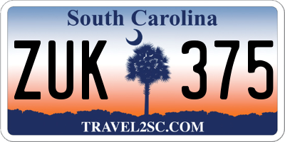 SC license plate ZUK375