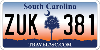 SC license plate ZUK381