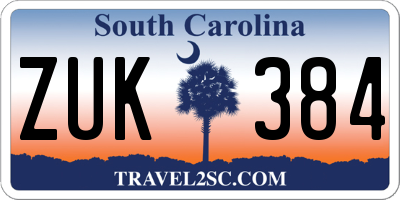 SC license plate ZUK384