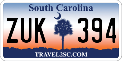 SC license plate ZUK394