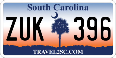 SC license plate ZUK396