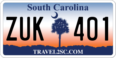 SC license plate ZUK401
