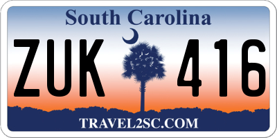 SC license plate ZUK416