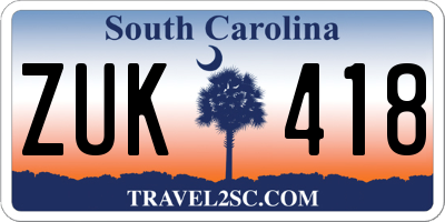 SC license plate ZUK418