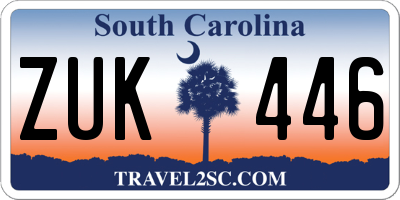 SC license plate ZUK446