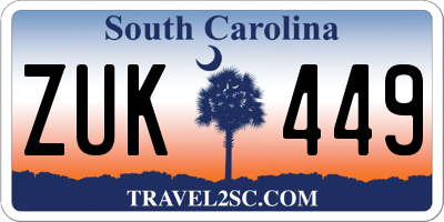 SC license plate ZUK449