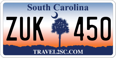 SC license plate ZUK450