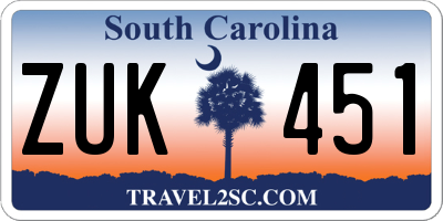 SC license plate ZUK451