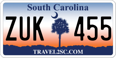 SC license plate ZUK455