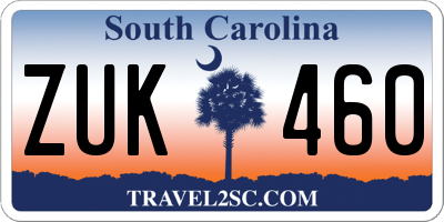 SC license plate ZUK460