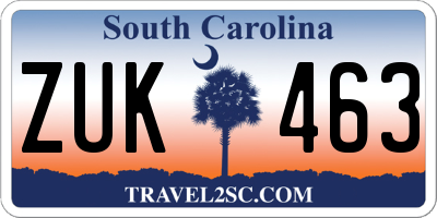SC license plate ZUK463