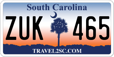 SC license plate ZUK465