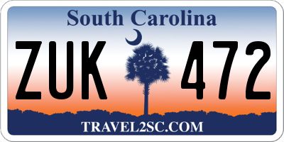 SC license plate ZUK472