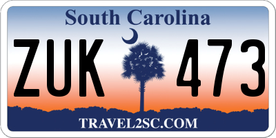 SC license plate ZUK473
