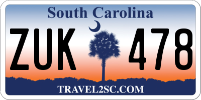 SC license plate ZUK478