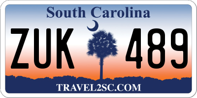 SC license plate ZUK489