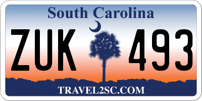 SC license plate ZUK493