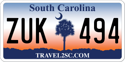 SC license plate ZUK494
