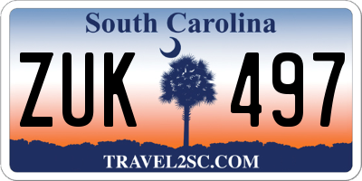 SC license plate ZUK497