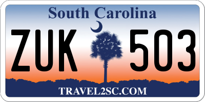 SC license plate ZUK503